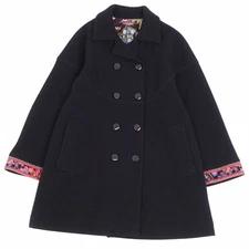 Leonard FASHION knit coat double breasted flower back pattern wool Used MOLO-0