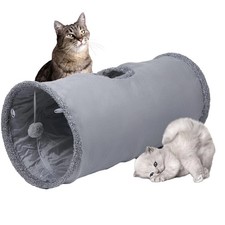Cat Tunnel, Durable Suede Collapsible Cat Play Tube Toys with Play Ball, Indo...