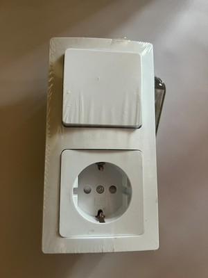 DELPHI Set Steckd+WS+Rahmen 250V~/ 16A Klemmanschluss weiß DELPHI Serie