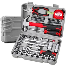 Hi-Spec 52pc Home Garage Mechanics DIY Tool Kit Set. Metric Sockets, Ratchet ...
