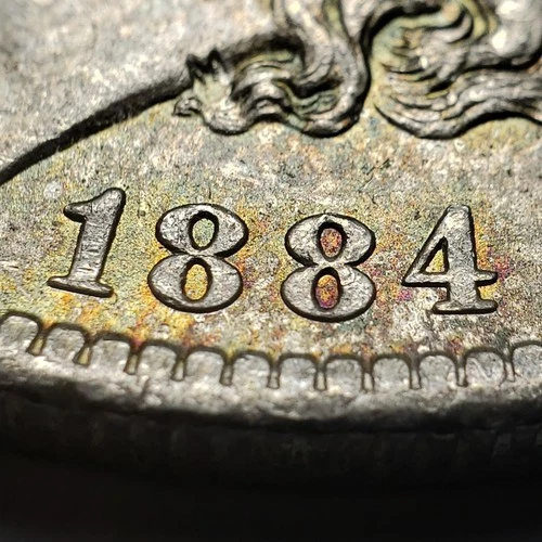 1884-O $1 Morgan Silver Dollar - Neon Accent Toning - BU - SKU-D6792
