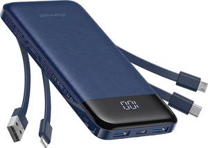 Portable Charger with Built in Cables, Power Bank with Cords Wires, Slim 10000mA