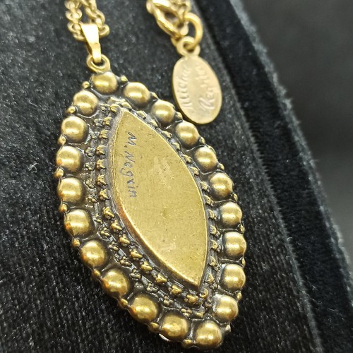 Michal Negrin Cameo Pendant Necklace Rose Blue & Swarovski Crystals Gift Long - Picture 8 of 12