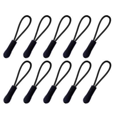  Durable Zipper Pull Zipper Tab Zipper Tag Cord Pull Zipper Extension Black-10p