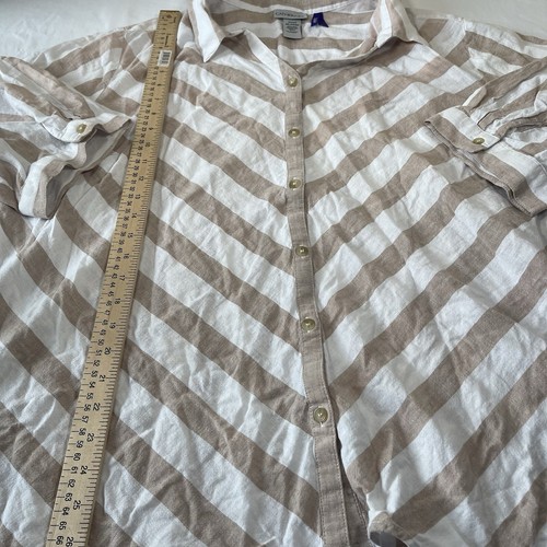 Catherines Womens Linen Blend SS Button Up Blouse Plus 3XWP - Picture 5 of 10