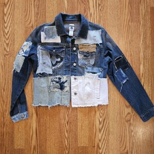 Patched Denim Jean Jacket - One Of A Kind Look Upcycled/recycled Gap Womans Med