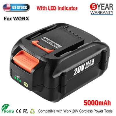 OEM For WORX 20V MAX Extend Li-ion Battery WA3520 WA3525 WA3575 WG155 WG540 LED