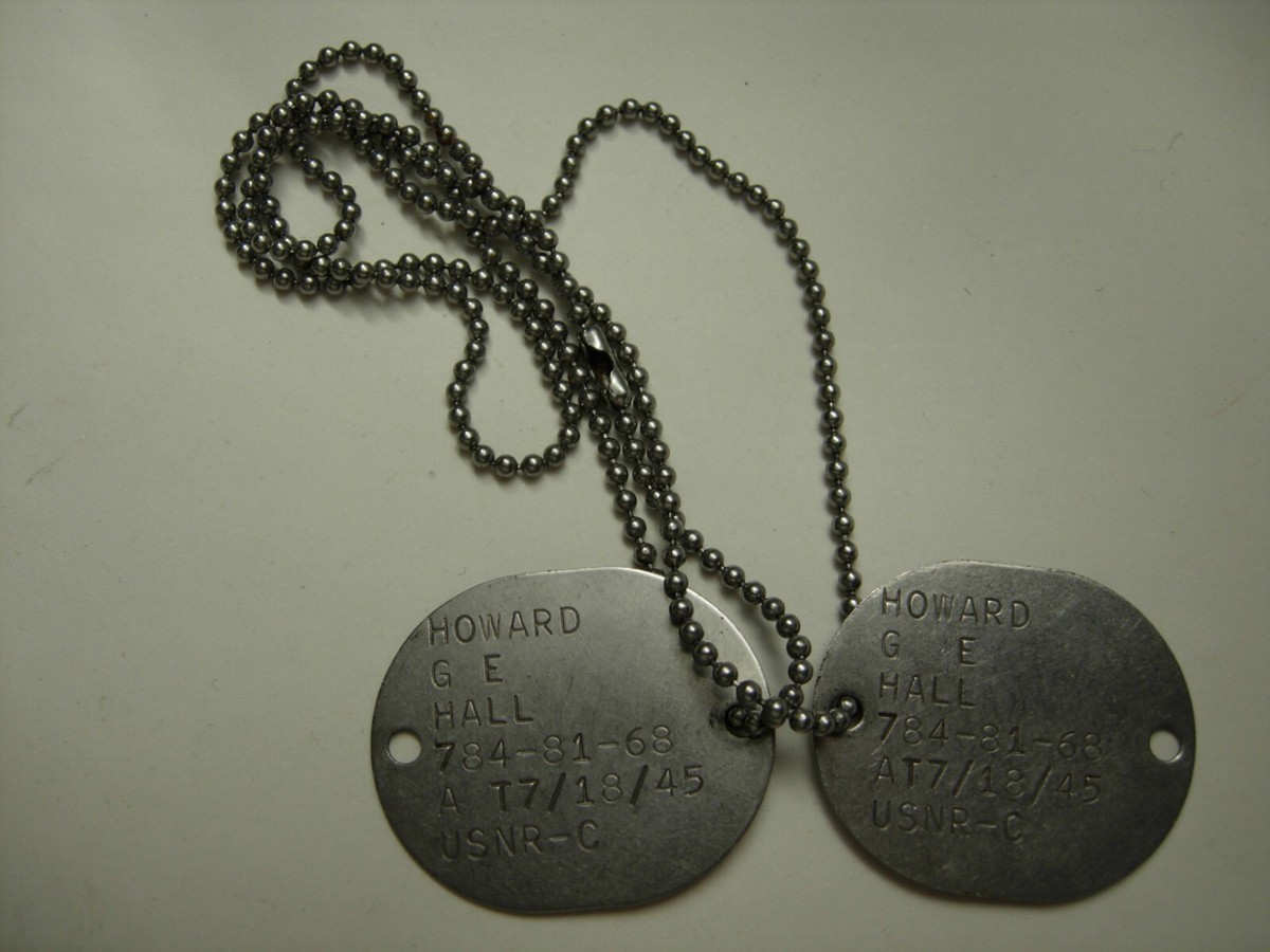 WW2 US Navy 1945 Dog Tag Pair - Howard G E Hall 784-81-68 XB | eBay