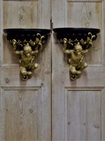 A Pair Of Empire Style Opulent Gold & Black Monkey Ape Wall Sconce Shelf A Pair Of Empire Style Opulent Gold & Black Monkey Ape Wall Sconce Shelf