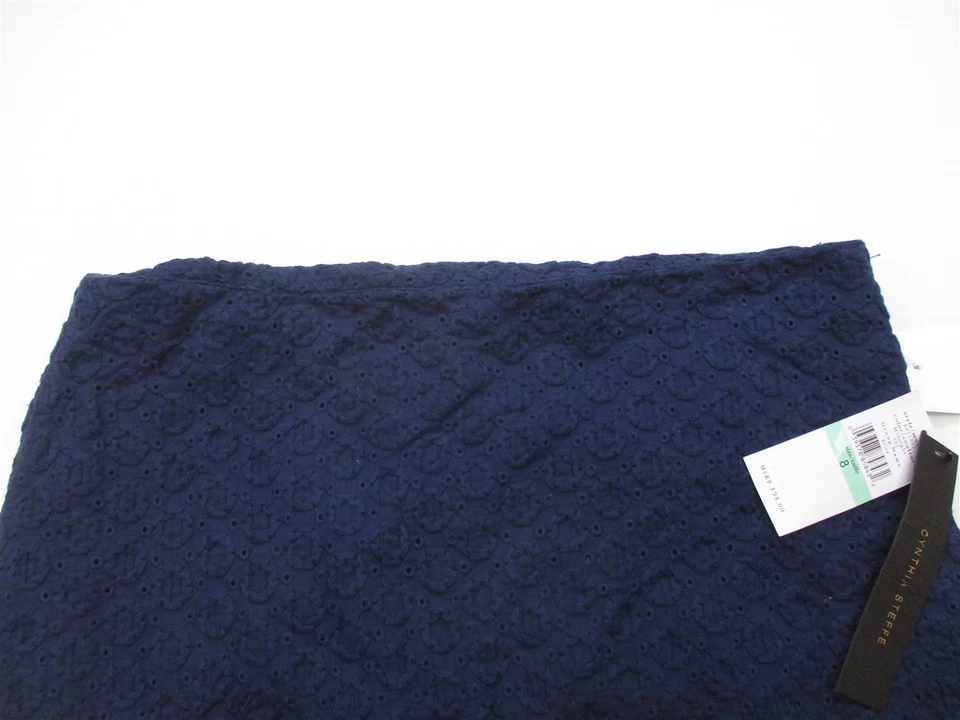 Nueva falda azul crochet 100 % algodón recta para mujer talla 8 CYNTIA STEFEE Foto 2 de 4