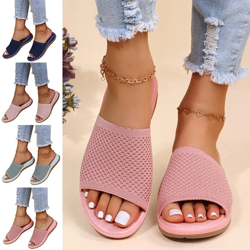 Womens Flats Ladies Slip On Fashion Slides Mules Sliders Summer Beach Sandals Sz - Picture 5 of 36