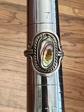 Sterling Silver Abalone Shell Adjustable Ring Size 8   