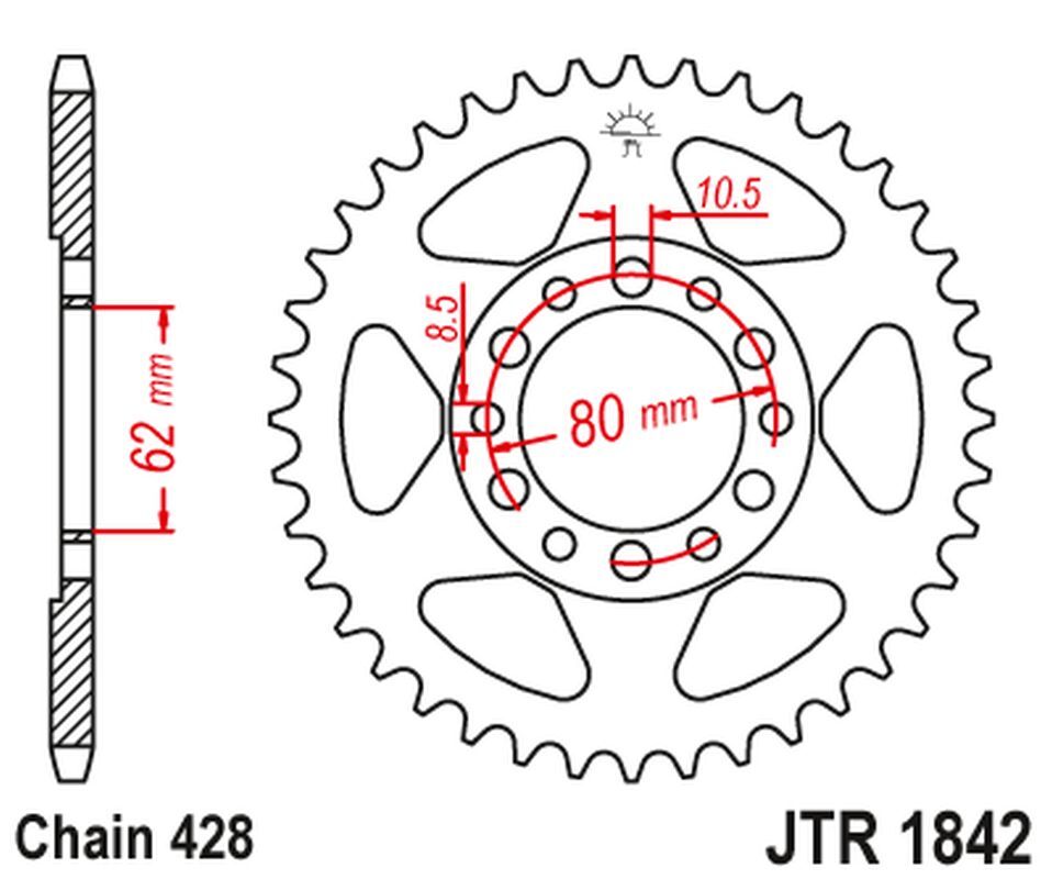 Pignon arrière JT 842 50 dents, couronne de précision pour Yamaha DT 125 et 175