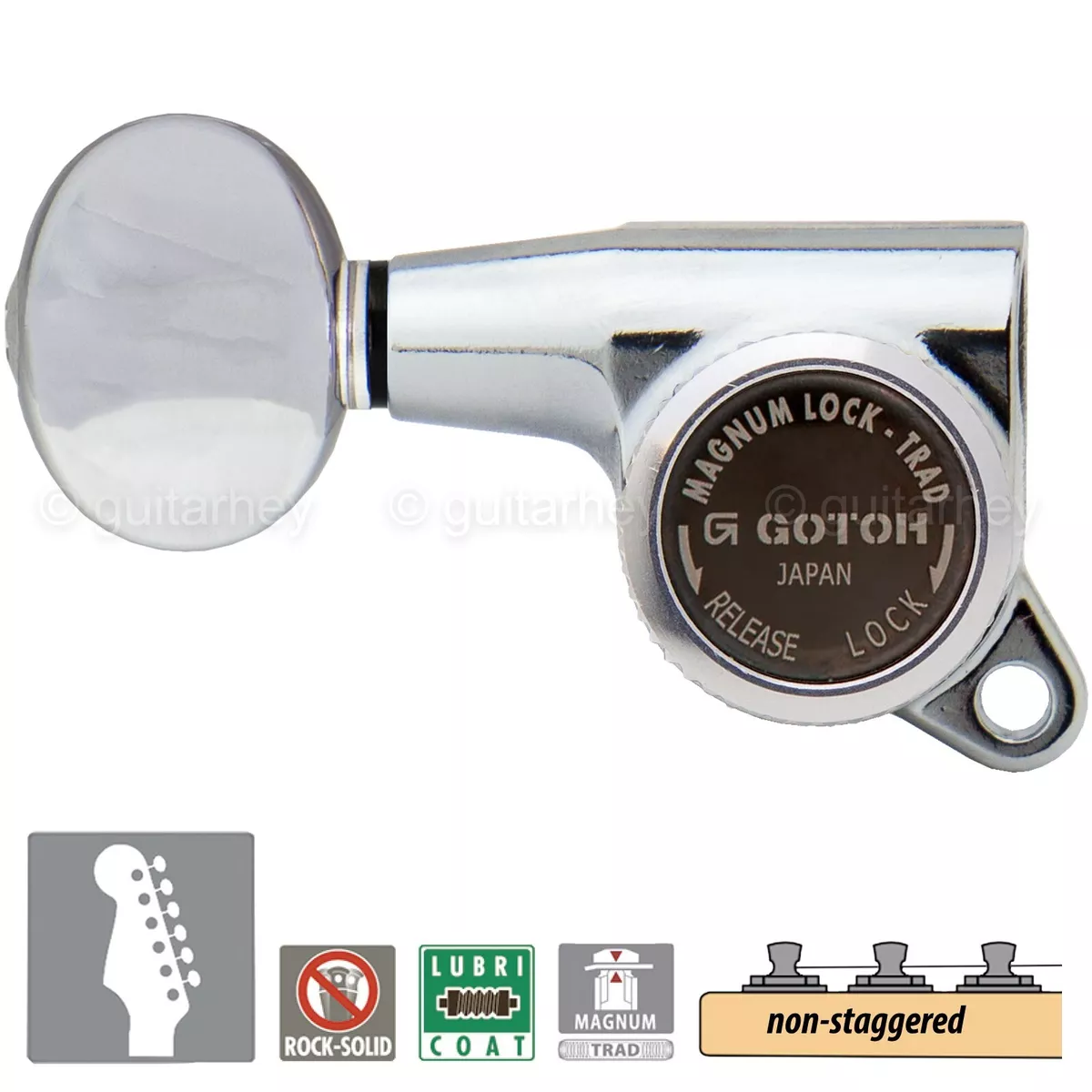 NEW Gotoh SG381 05 MGT 6 in Line NON STAGGERED Locking Tuners LEFT HANDED CHROME