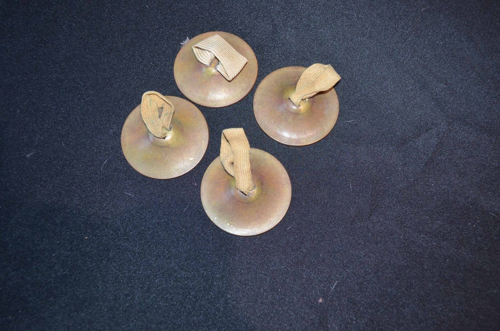 Vintage Solid Brass Belly Dancing Finger Cymbals Cas… Gem