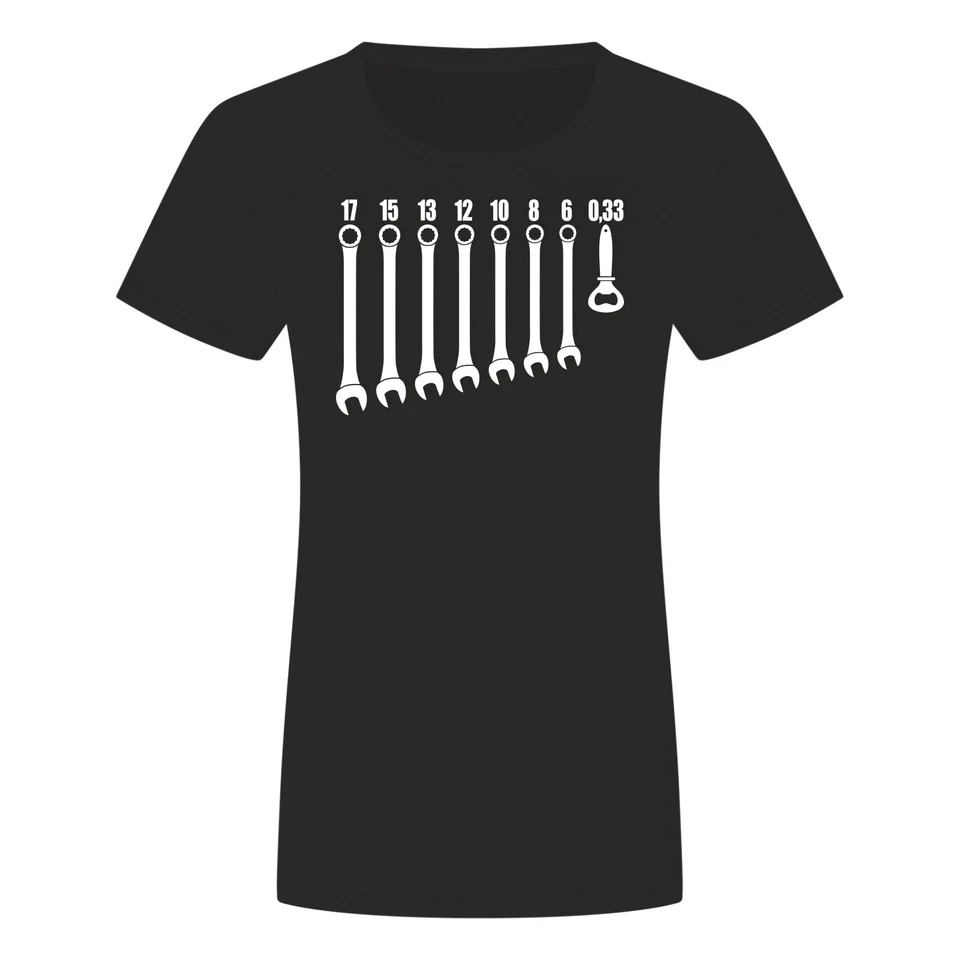 Schraubenschlüssel Flaschenöffner Damen T-Shirt - Bier Werkzeug Handwerker - Bild 1 von 1