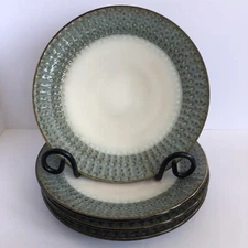 Pier 1 Imports Allison Salad Plates 9.5” Stoneware Blue Speckled Embossed Dots 4