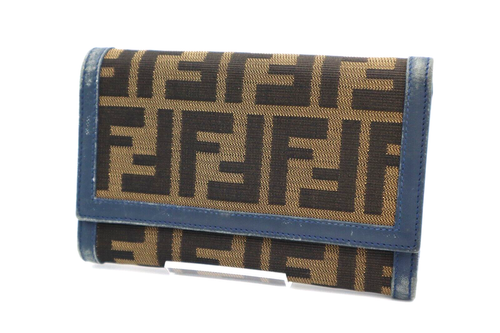 FENDI Zucca Wallet Canvas Leather Authentic
