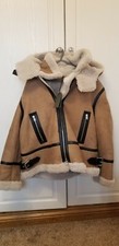 Allsaints Lillie Hooded Shearling Jacket,100% Lamb Leather & Sheep Skin, ##(t1)