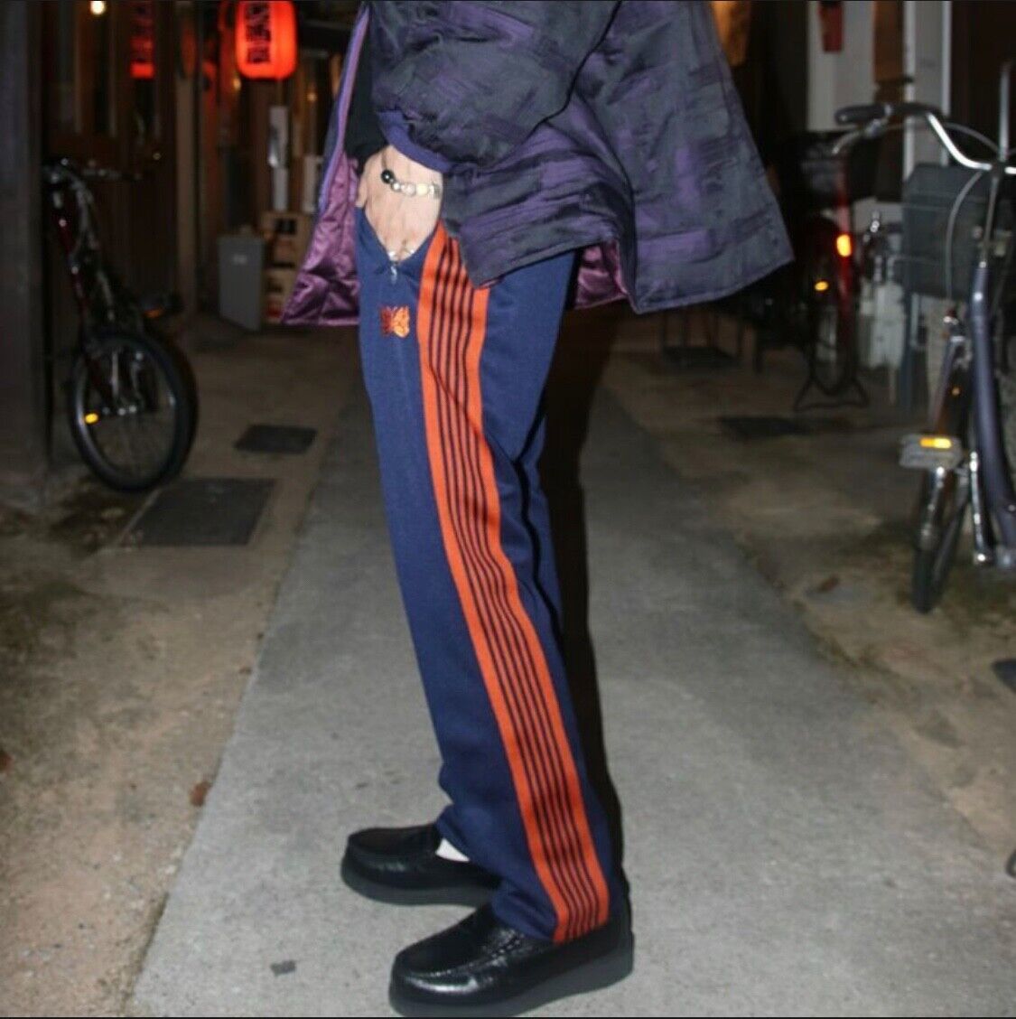 NEEDLES Track Pants Narrow Navy Orange Size-XS from Japan