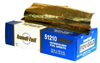 Handi-Foil 12'' x 10.75'' GOLD Aluminum Foil Sheets Food Wrap - REF# 51210-GOLD