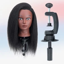 100% Human Hair Mannequin Head Hairdresser Manikin Cosmetology Training Doll 14"
