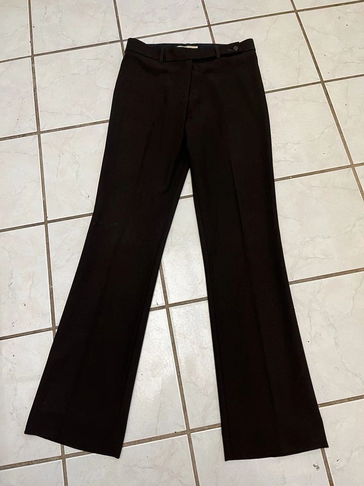MICHAEL KORS ITALY Chocolate Brown 100% Virgin Wool High Rise Dress Pants Sz 2 - Image 2 of 4