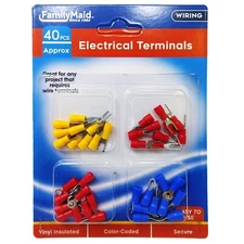 40 Pcs Insulated Electrical Terminal Kit Wire Splice Spade Crimp Ring Assorted