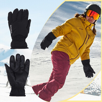 Men's Women's Winter Warm Ski Cycling Gloves Fleece-Lined Windproof Elastic Cuff