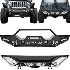 OEDRO Front / Rear Bumper for 2007-2018 Jeep Wrangler JK w/Winch Plate LED Light