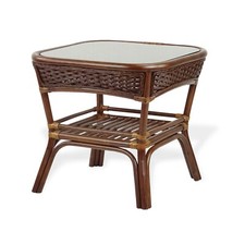 Natural Rattan Wicker ECO Handmade Design Alexa Square Coffee Table Dark Walnut