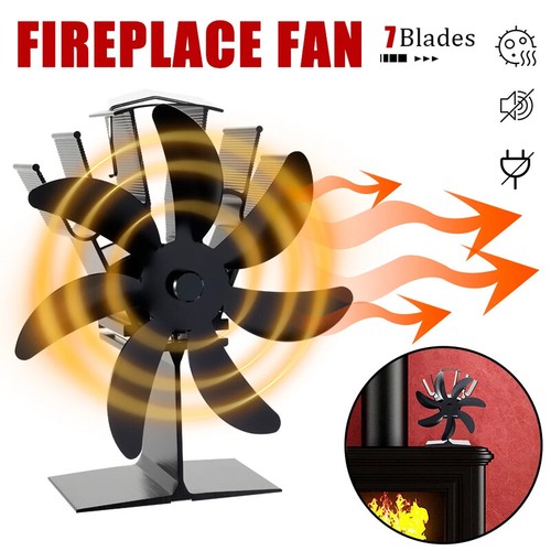 7 Blade Heat Powered Stove Top Fan for Wood Burner Log Burning Fire Eco