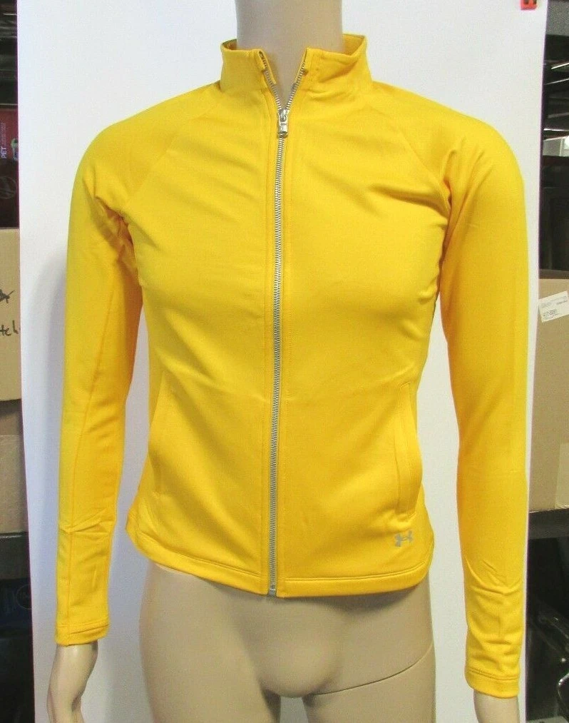 Women UNDER ARMOUR Cold Gear Full Zip Fleece Jacket Gold Small