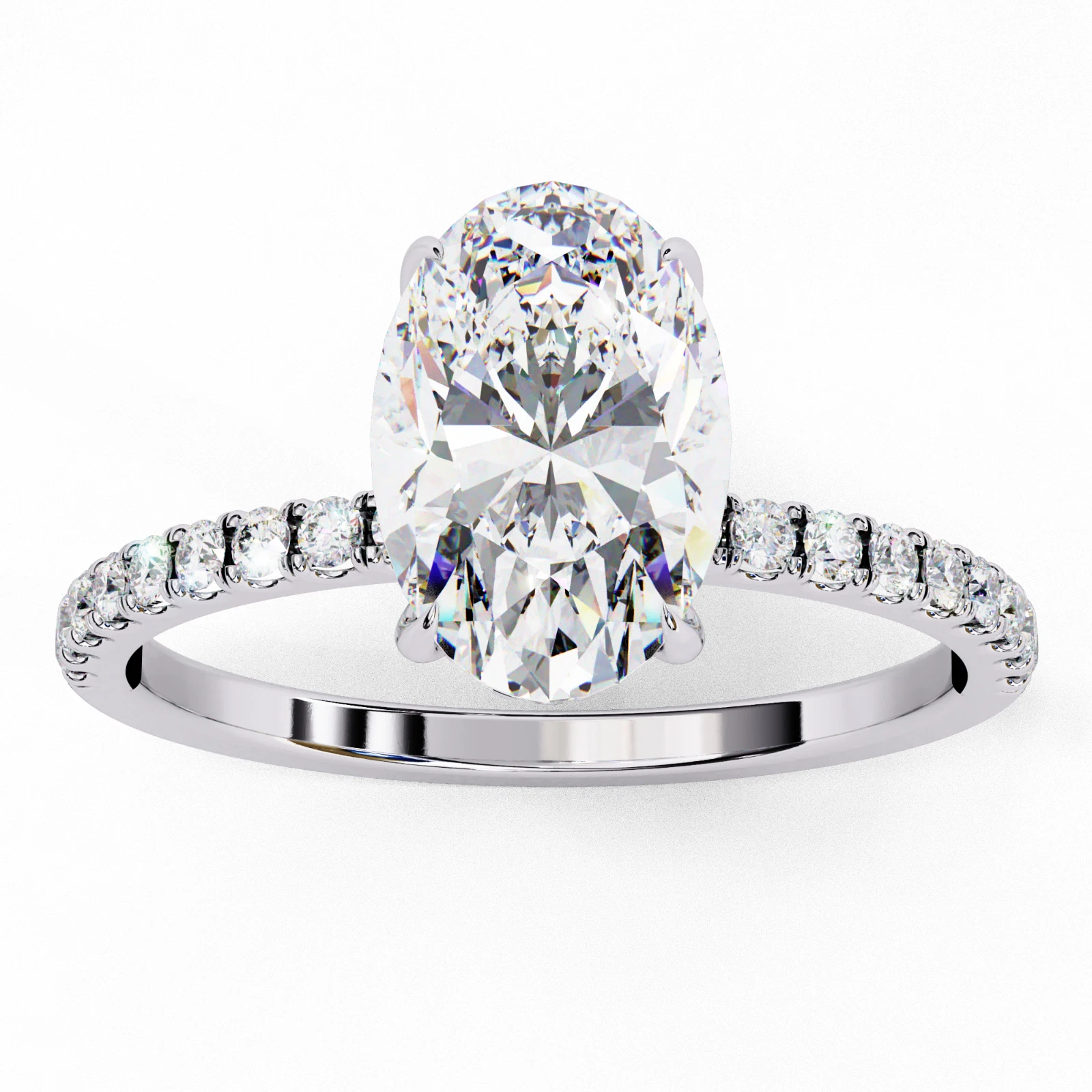 Lab Grown Diamond Engagement Ring 1.24ct IGI Certified Oval Cut 14k White Gold image-2