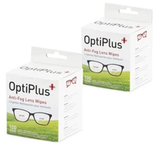 OptiPlus Anti-Fog Lens Wipes, Pre-Moistened, Quick-Dry, Scratch-Free, 2×100 Pack