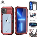 For iPhone 13 Pro Max Aluminum Metal Waterproof Case Shockproof Heavy Duty Cover