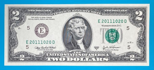 2011 October 20 : E 20111020 D BIRTHDAY Note $2 Two Dollar Bill *UNC* - Picture 2 of 3