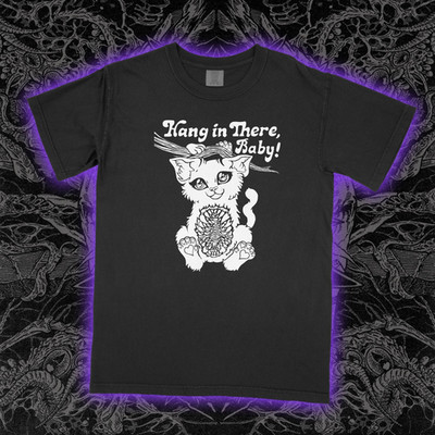 Hang in there, Baby T-Shirt Motivational Kitten Poster Retro 70s Slogan Tee S-5X