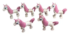 K&M UNICORN Figures Toys Lot Of 6 Lavender /White Figurines For Kids Used