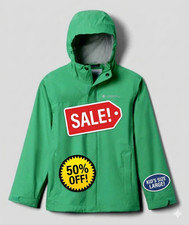 NEW Boys LARGE Columbia Omni-Tech Watertight Rain Wind Jacket Hooded Zip Pockets