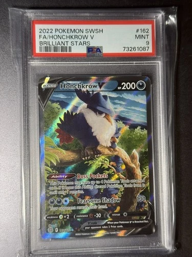 2022 Honchkrow V 162/172 SWSH Pokemon Brilliant Stars Alternate Art PSA 9 Mint