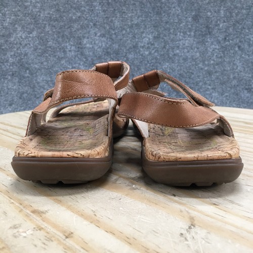 Abeo Sandals Womens 7.5 Narrow Bea Braided T-Strap Brown Leather Comfort Flats - Picture 9 of 16