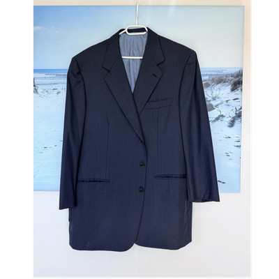 Brioni Anzugjacke Herren Größe 56 dunkelblau Einreiher Reversekragen 