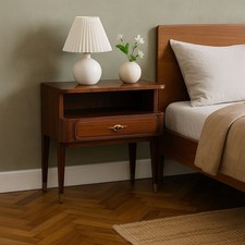 Table de Chevet Vintage en Bois Exotique Italie des Années 50-60