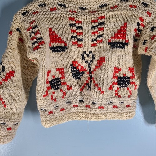 Vintage Hand Made Nordic Ski Turtle Neck Sweater Kid's Red - Picture 10 of 10