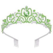 Didder Silver Tiaras and Crowns for Women - 1 Count Pack of 1 , 10 Green