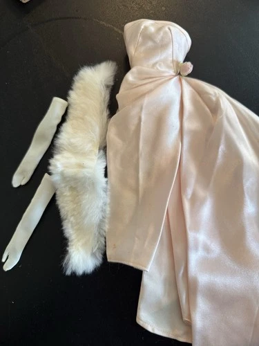 Vintage Mattel Barbie Outfit 983 1960’s Enchanted Evening Pink Gown Fur Gloves