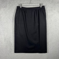 Pendleton Black Virgin Wool Pencil Skirt Vintage Made in USA Mid Length Size 14
