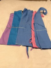 Lot of 6 Handmade Kitchen Aprons Bib Style Cotton Pockets Gingham Trim