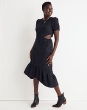 Madewell Dress Size 6 Mulgrove Wash Denim Cutout Midi Asymmetric Hem NWT $138